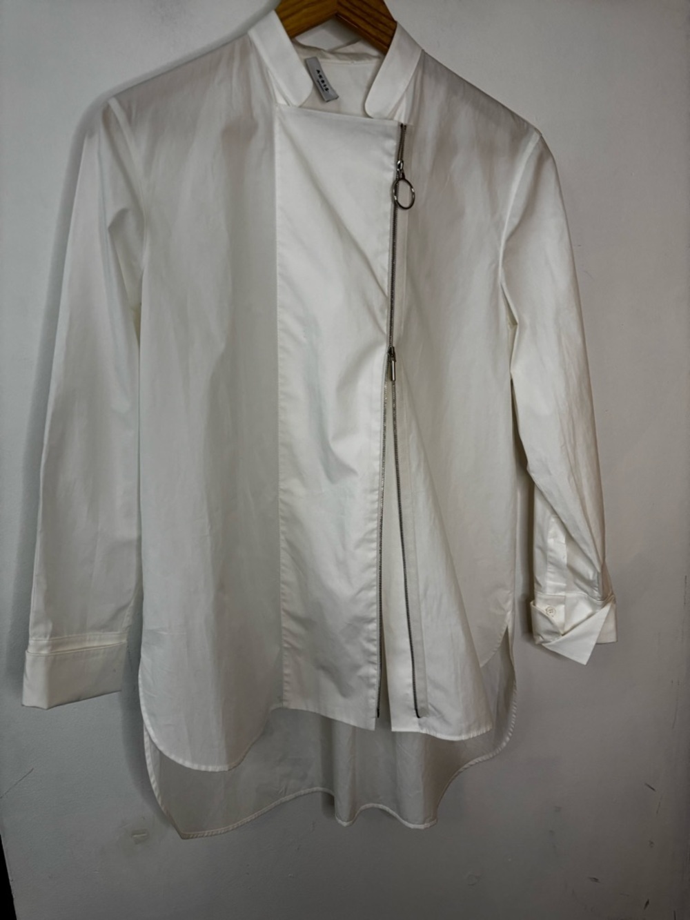 Akris Punto White Asymmetrical Zip Utility Tunic Shirt Jacket